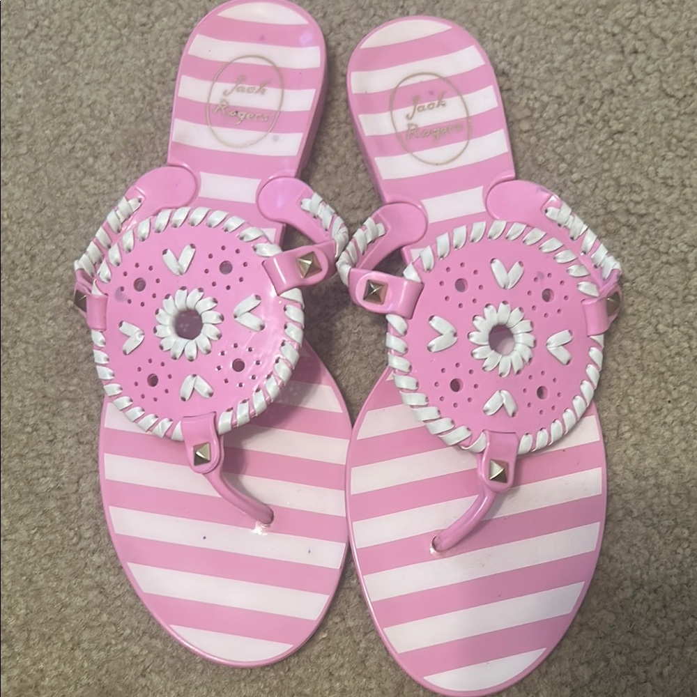 Jack Rogers Striped Pink and White Sandals